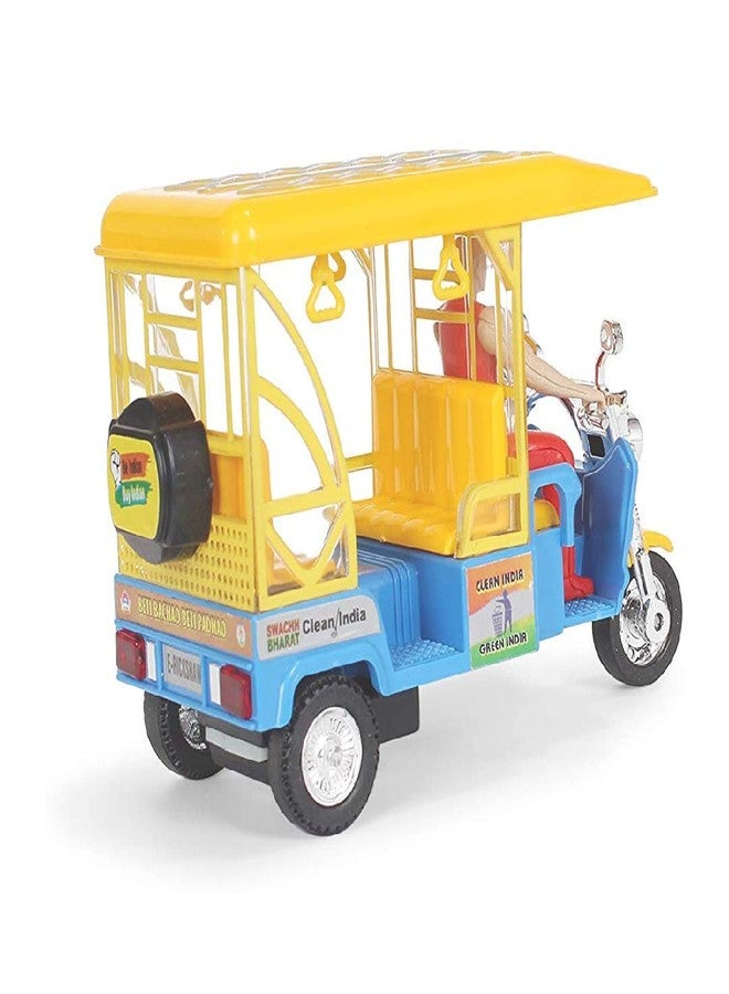 Centy Toys e Rickshaw with Realistic Design 3 Wheels Realistic Tail Lights- Pull Back Action a Quality, Made in India Product Yellow - Image 5